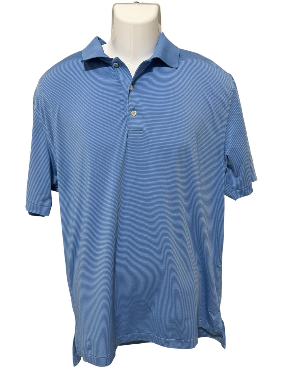 PETER MILLAR Summer Comfort Blue White  Short-Sleeve Polo Golf Shirt Sz M - Picture 4 of 7
